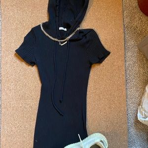 Hooded Black Dress Fashion Nova